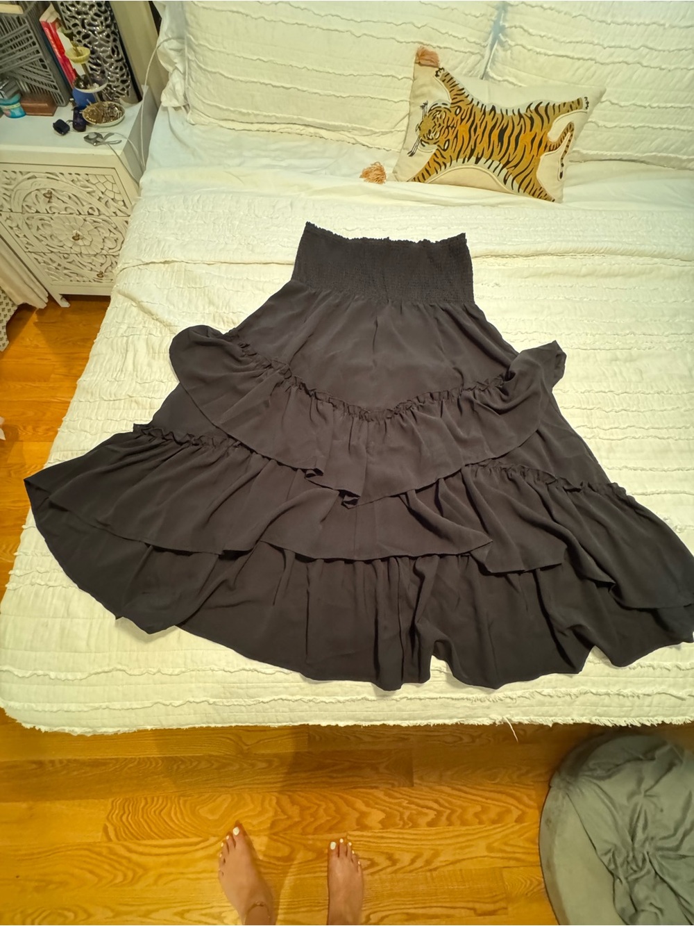 Women’s Black Tiered Ruffle hi lo tube dress